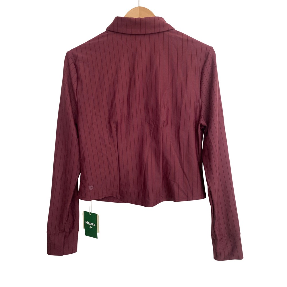 Halara Ruched Long Sleeve Curved Hem Stripe InstantCool Work Shirt, Size XL, NWT - Picture 10 of 11